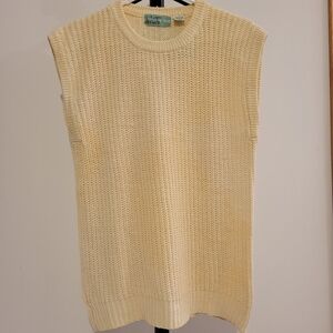 VINTAGE Cable Knit Cream Sweater Vest Women's Medium